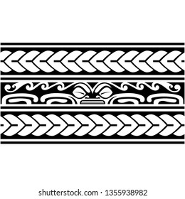 Polynesian tattoo tribal band vector design. Samoan tribal tattoo border.