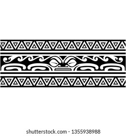 Polynesian tattoo tribal band vector design. Maori pattern arm sleeve tattoo sketch.