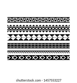 Polynesian tattoo tribal band vector design. Samoan pattern arm sleeve tattoo sketch.