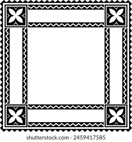 Polynesian tattoo tribal border frame design. Samoan tattoo tribal border.