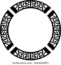 Polynesian tattoo tribal circle design. Samoan tattoo tribal frame circle border stencil.