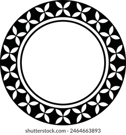 Polynesian tattoo tribal circle design. Samoan tattoo tribal frame circle border stencil.