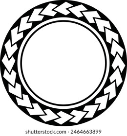 Polynesian tattoo tribal circle design. Samoan tattoo tribal frame circle border stencil.