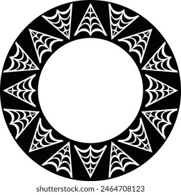 Polynesian tattoo tribal circle design. Samoan tattoo tribal frame circle border stencil.