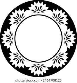 Polynesian tattoo tribal circle design. Samoan tattoo tribal frame circle border stencil.