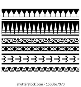 Polynesian tattoo tribal designs. Samoan tattoo tribal band. Polynesian Tribal Tattoo Designs, Polynesian armband.  Make a Stencil forearm Tattoo. Design Border.