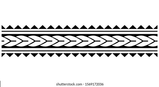 Polynesian tattoo tribal designs. Samoan tattoo tribal band. Set of ethnic seamless black and white borders patterns in the style of aboriginal polynesian for creating designs and print layouts.