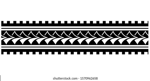 Polynesian tattoo tribal designs. Samoan tattoo tribal band.Template ethnic seamless black and white border pattern in the style of aboriginal maori for creating forearm stencil designs 