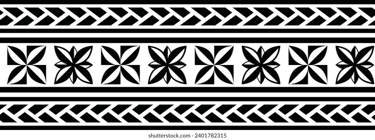 Polynesian tattoo tribal designs. Samoan tattoo tribal band. Moana pattern.