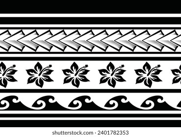 Polynesian tattoo tribal designs. Samoan tattoo tribal band. Moana pattern.