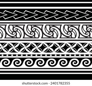 Polynesian tattoo tribal designs. Samoan tattoo tribal band. Moana pattern.