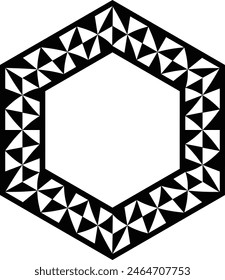 Polynesian tattoo tribal hexagon design. Samoan tattoo tribal frame hexagon border stencil.