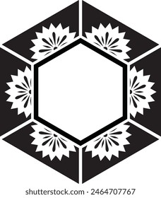 Polynesian tattoo tribal hexagon design. Samoan tattoo tribal frame hexagon border stencil.