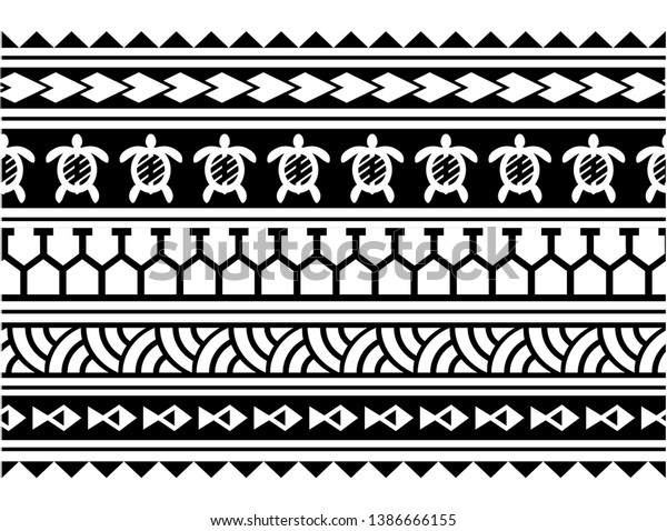 Polynesian Tattoo Tribal Pattern Seamless Border Stock Vector (Royalty ...