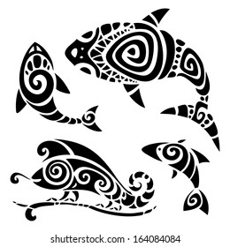 Polynesian tattoo. Tribal pattern set. Vector illustration.