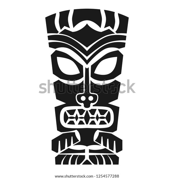 Polynesian tiki mask vector icon. Simple\
illustration of polynesian tiki mask vector icon for web design\
isolated on white\
background