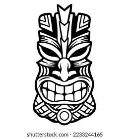 Polynesian Tiki mask - vector illustration - Out line