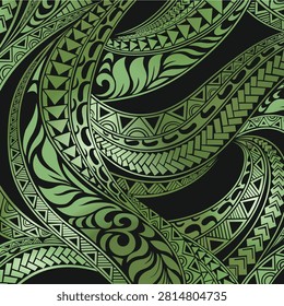 Polynesian tribal seamless pattern with Maori ornamental motifs, vector illustration