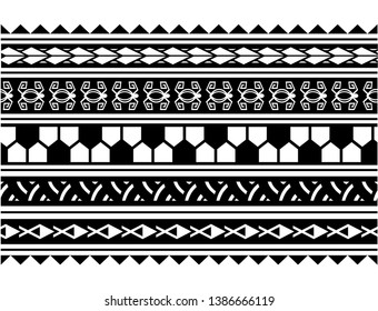 Polynesian Tribal Tattoo Designs, Polynesian armband.  Make a Stencil forearm Tattoo. Design Border.