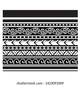 Polynesian Tribal Tattoo Designs, Polynesian armband.  Make a Stencil forearm Tattoo. Design Border.