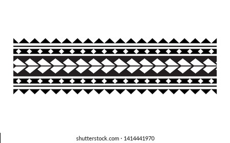 Polynesian wrist tattoo, samoa seamless ornament vector, tattoo maori pattern border, polynesian aboriginal black border isolated on white background