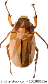 Polynomial may bug, Cockchafer illustration, dor-bug vector draw, low poly beetle, may bug from triangles
