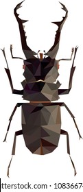 Polynomial stag-beetle, stag-beetleillustration, stag-beetle vector draw, low poly stag-beetle, stag-beetle from triangles
