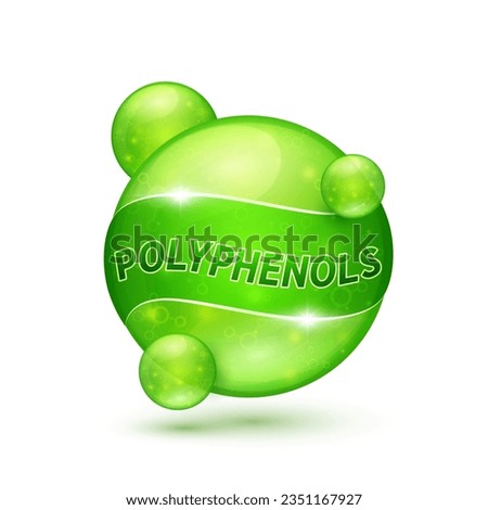 Polyphenols natural extracts green fruit and vegetable. Vegan food high in vitamins minerals antioxidants fibre. Phytochemical or Phytonutrients beneficial for health immune healthy. Icon 3d vector.
