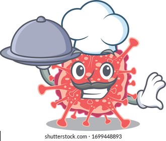 Polyploviricotina chef cartoon character serving food on tray