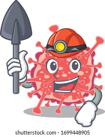 Polyploviricotina miner cartoon design concept with tool and helmet