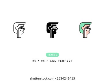 Polyps Icon. Nasal Infection Pictogram Graphic Illustration. Isolated Simple Line Icon For Infographic, App and Web Button.