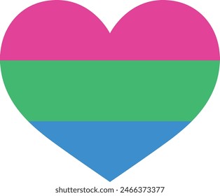 Polysexaul Pride Herzform, Polysexaul Pride Herzform Vektorillustration.