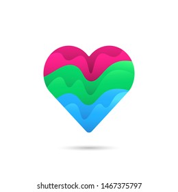 Polysexual flag in heart love sign vector design.