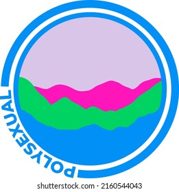 Polysexual flag with mountain pattern. Hills with pride colors