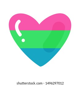 Polysexual heart isolated on white background. LGBT pride symbol. Design element for banner, poster or leaflet.