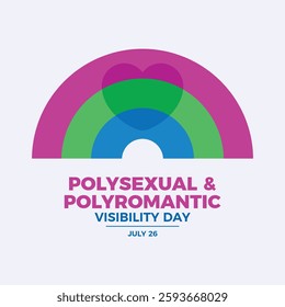 Polysexual and Polyromantic Visibility Day poster vector illustration. Polysexual pride flag rainbow shape icon vector. LGBT polysexual graphic design element. Template for background, banner, card