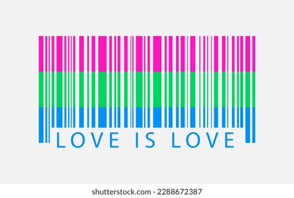 Polysexual pride barcode creative colorful artwork. Love is love