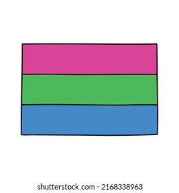 polysexual pride flag doodle icon, vector illustration