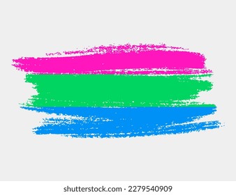 Bandera del Orgullo Polisexual pintada con pincel sobre fondo blanco. Concepto de derechos LGBT. Afiche de los modernos desfiles del orgullo. Ilustración del vector