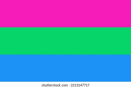 Polysexuelle Pride Flag Vektorgrafik. Symbol repräsentiert Menschen, die sexuell von mehr als zwei Geschlechtern angezogen sind, aber nicht alle Geschlechter. Teil der stolzen LGBTQ+ Community.