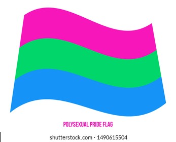 Polysexual Pride Flag Waving Vector Illustration Designed with Correct Color Scheme. Symbol of Polysexual Community.