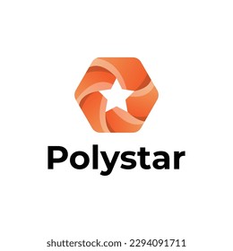 Polystar modern 3d logo design
