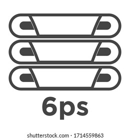 Polystyrene product isolated line icon, PS 6, industrial marking plastic vector. Plastic recycling code, symbology six type logo of plastic PS materials. Recycle type emblem, ecology and environment