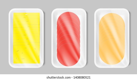 Polystyrene tray container mockup. Vector illustration. Ready for your design. EPS10.