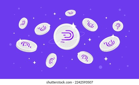 Las monedas de PolySwarm (NCT) caen del cielo. Fondo del banner del concepto de criptodivisa de NCT.