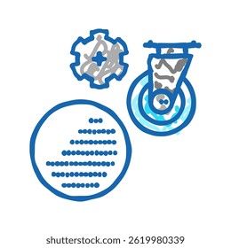 Vector de boceto de icono de doodle de elastómero de poliuretano. signo de elastómero de poliuretano. ilustración de símbolo aislado
