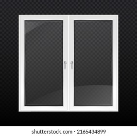 Polyvinyl chloride windows. PVC material, interior and exterior elements for room. Office and home decoration, modern style. Reflection and shine, shadow. Realistic isometric vector illustration