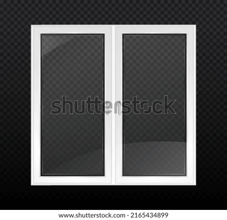Polyvinyl chloride windows. PVC material, interior and exterior elements for room. Office and home decoration, modern style. Reflection and shine, shadow. Realistic isometric vector illustration
