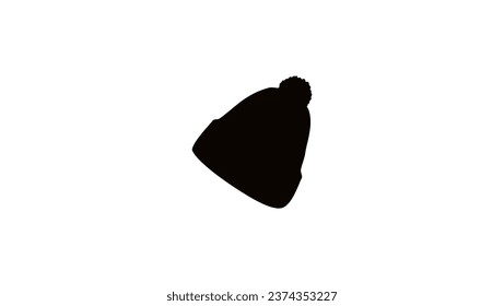 The Pom Beanie silhouette, black isolated silhouette