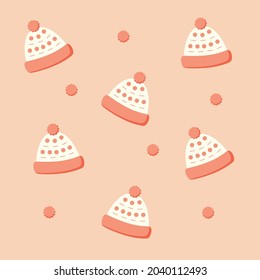 pom pom hat pattern vector
